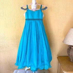 SHERRI HILL LITTLES GIRL BLUE PAGEANT DRESS K51259 SIZE 6